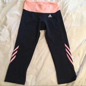 Adidas Navy/Pink cropped tights/pants - Sz S